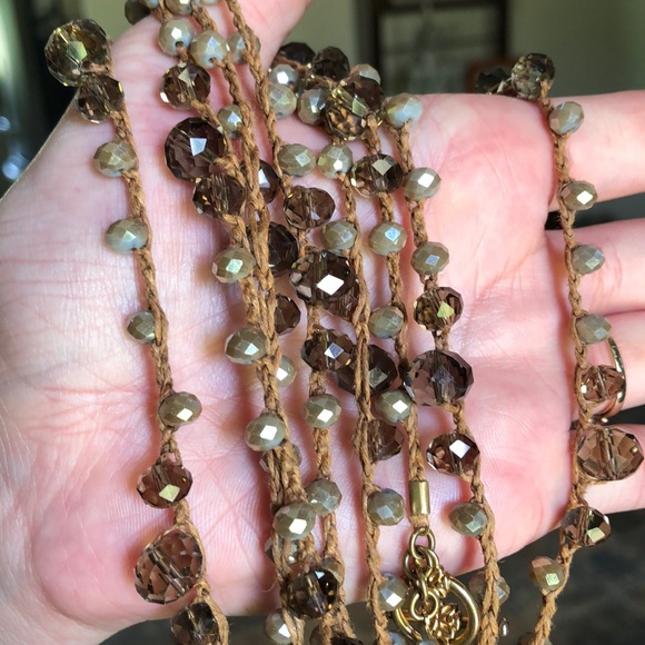 An Old Soul Necklace - Woven Smokey Gray Crystals - Picture 7 of 7